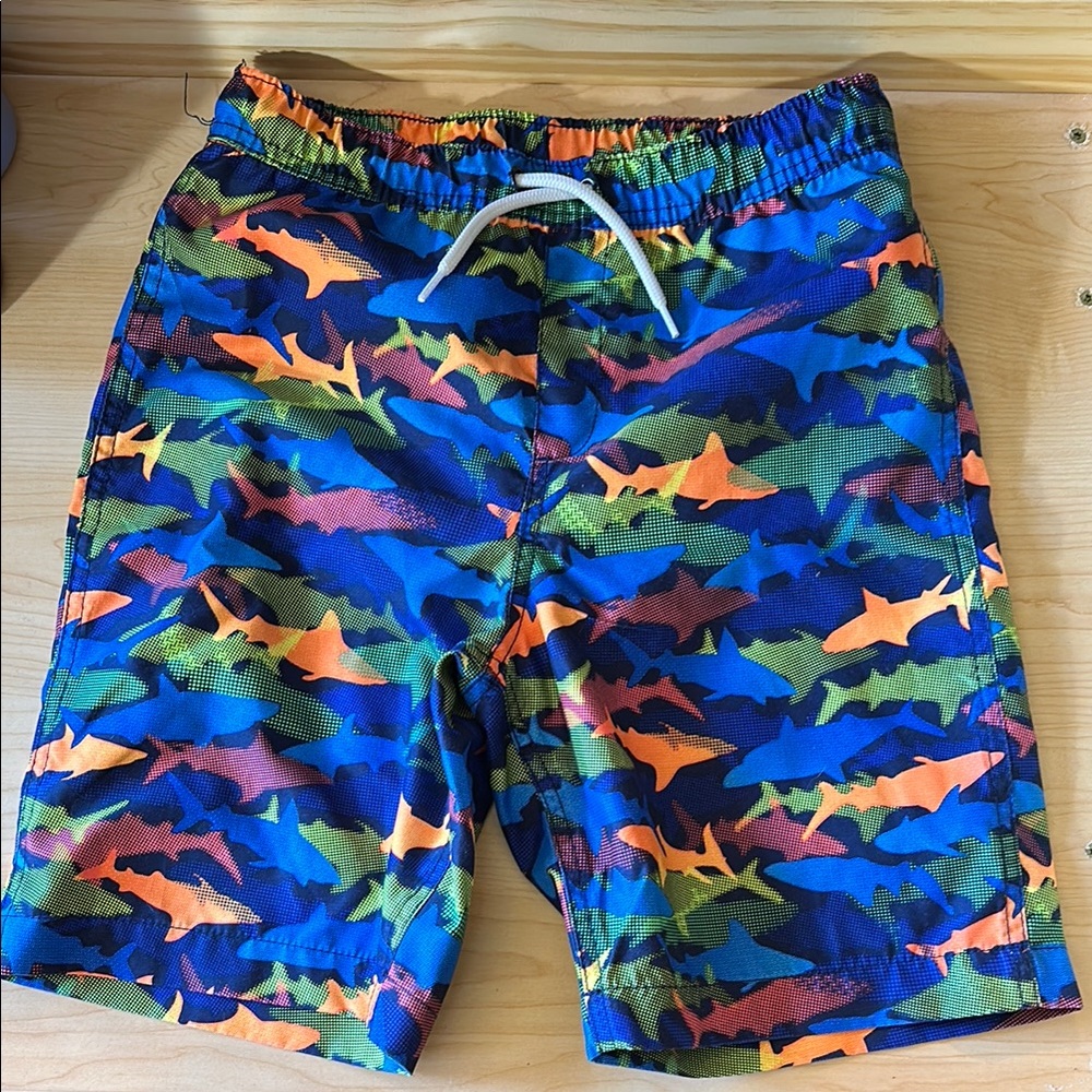 Colorful Shark Print Kids Shorts